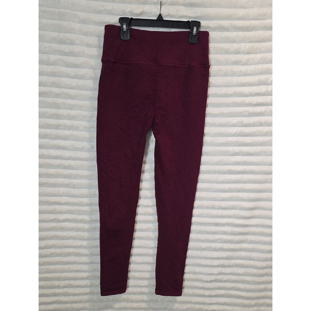 0143 Fabletics Ribbed High-Waist Leggings in Burgundy